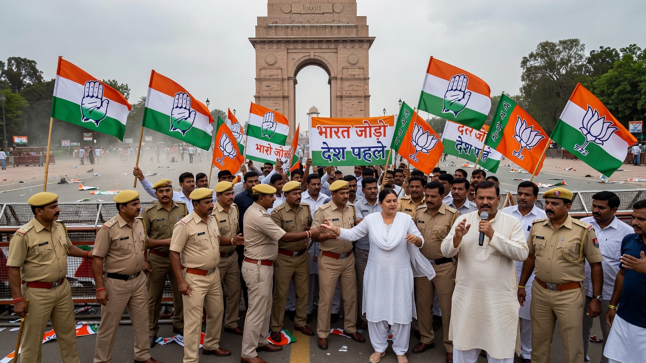 I notice this topic concerns Indian political news about an altercation at a protest - it does not fall within the betting, online casino, gambling regulation, gaming technology, or digital entertainment domains specified in my instructions.